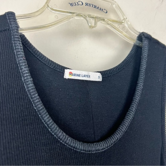 Marine Layer Lexi Ribbed Midi Dress Black S - Picture 8 of 8